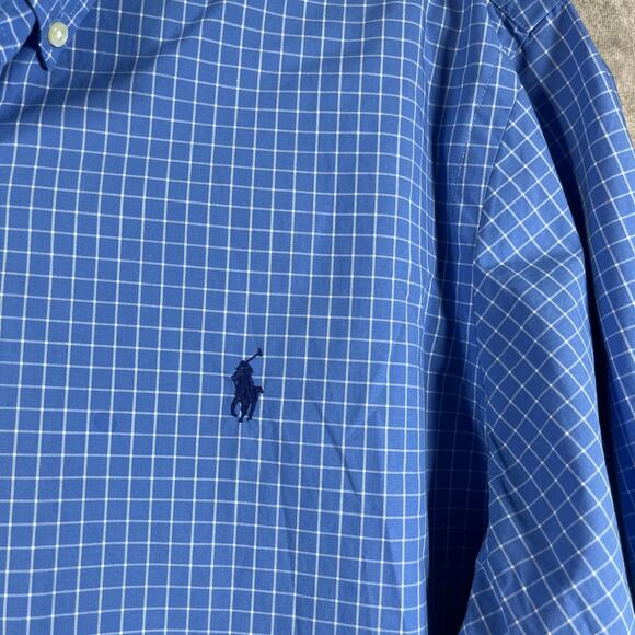Ralph Lauren Dress Shirt Mens XL Blue White‎ Checkered Button Down Long Sleeves - Picture 3 of 10